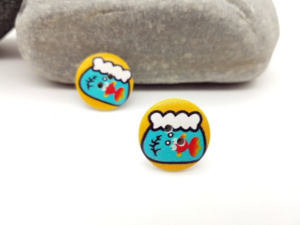 Goldfisch im Glas Knopf Ohrstecker